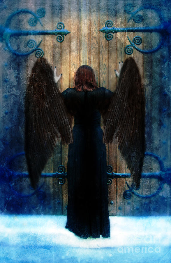 Dark Angel at Church Doors Photograph by Jill Battaglia