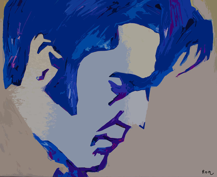Dark Blue Elvis Painting by Robert Margetts