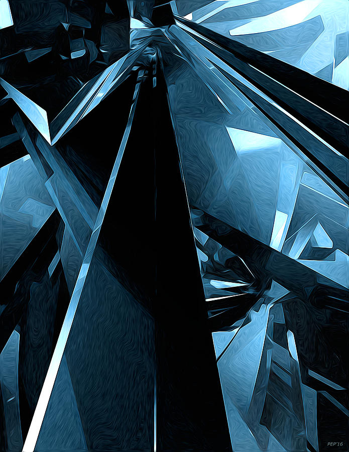 Space Digital Art - Dark Blue Geometric Abstract by Phil Perkins