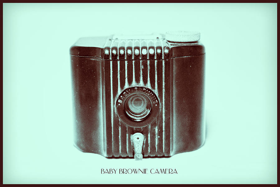 Vintage Photograph - Dark Brown Sepia and Turquoise Art Deco Baby Brownie by Tony Grider