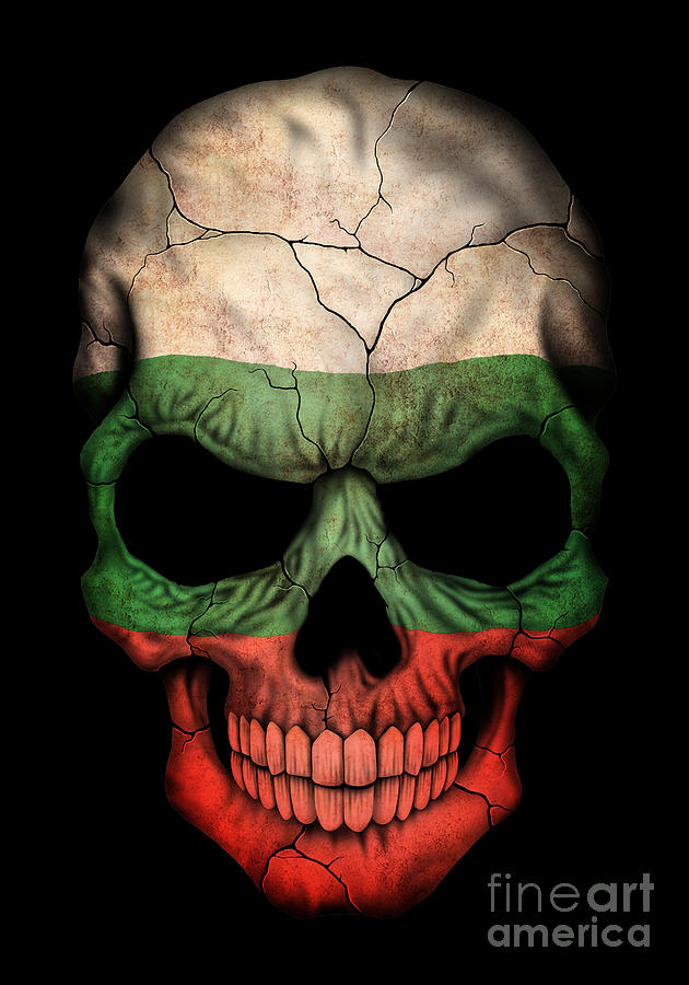 Skull Digital Art - Dark Bulgarian Flag Skull by Jeff Bartels