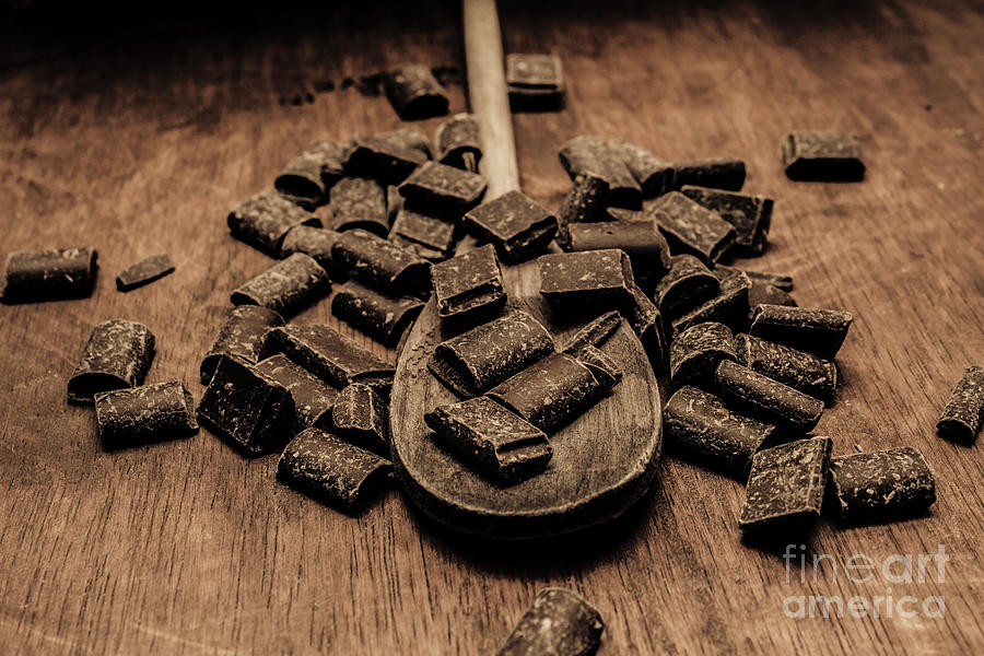 Dark chocolate chips Photograph by Jorgo Photography