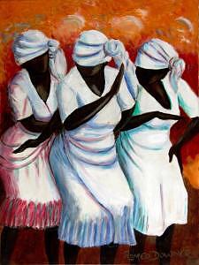 Black Ladies Dancing Painting - Dark Chocolate In Rhythm by Romeo Downer Black Ladies Dancing Painting - Dark Chocolate In Rhythm by Romeo Downer