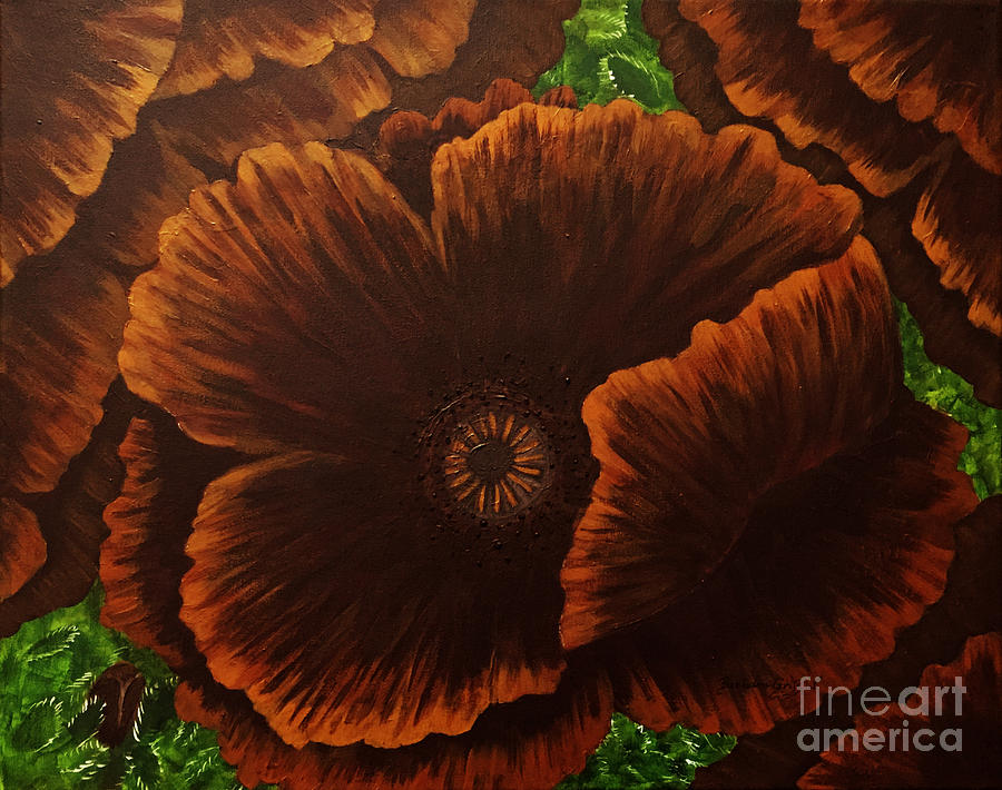 Dark Chocolate Poppies Painting by Barbara A Griffin