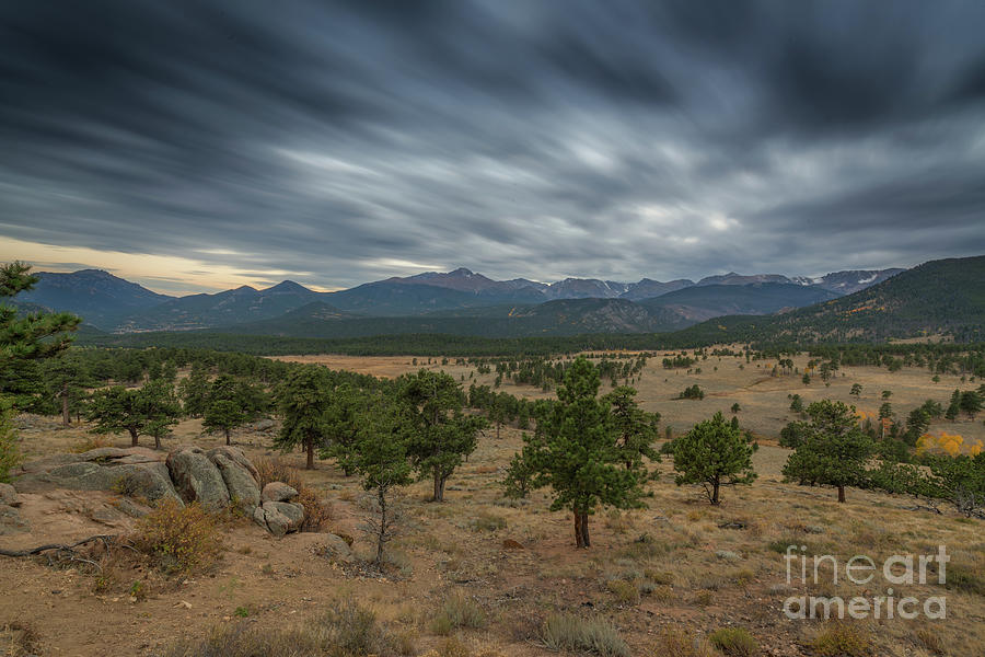 Dark Clouds Passing in Rocky Mountains NP Photograph by Michael Ver Sprill