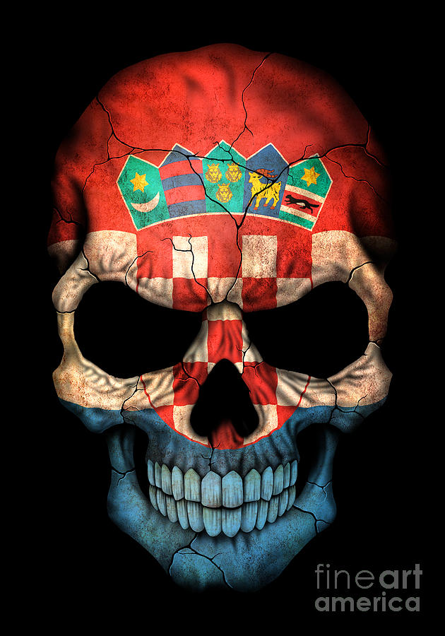 Skull Digital Art - Dark Croatian Flag Skull by Jeff Bartels