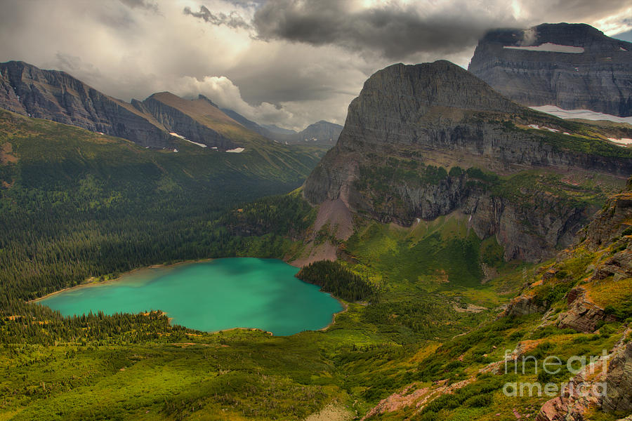 Dark Day Over Grinnell Lake Photograph by Adam Jewell