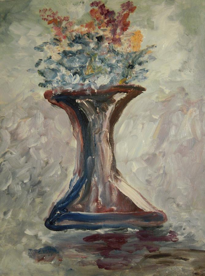 Still Life Painting - Dark Fluted Vase by Edward Wolverton