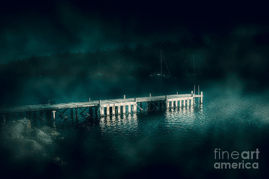 Dark haunting wooden pier Photograph by Jorgo Photography