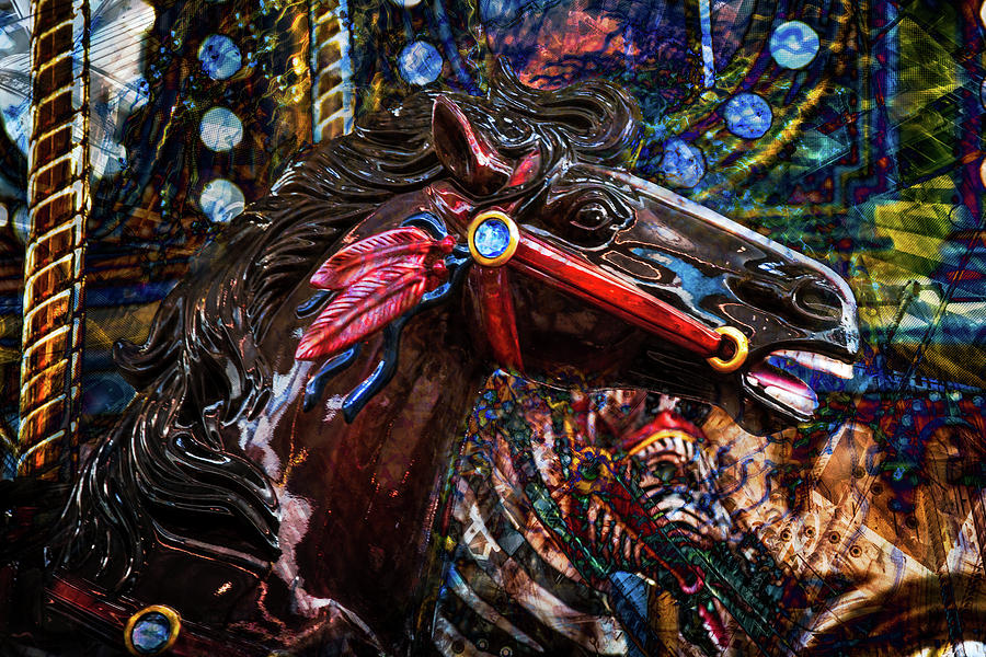 Dark Horse Carousel Photograph by Michael Arend