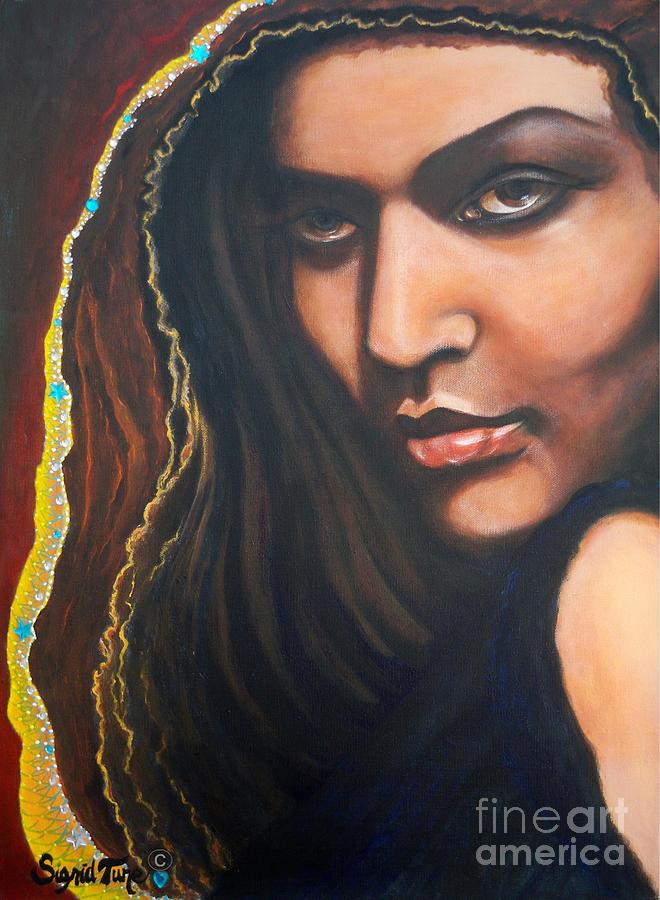 Dark Soulful Latin Eyes From The Attitude Girls Painting By Sigrid