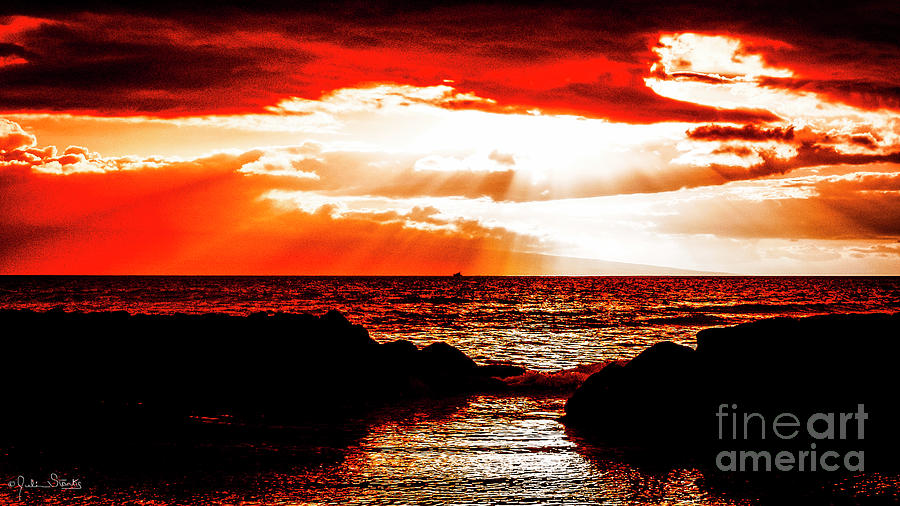 Dark Maui Sunset Photograph