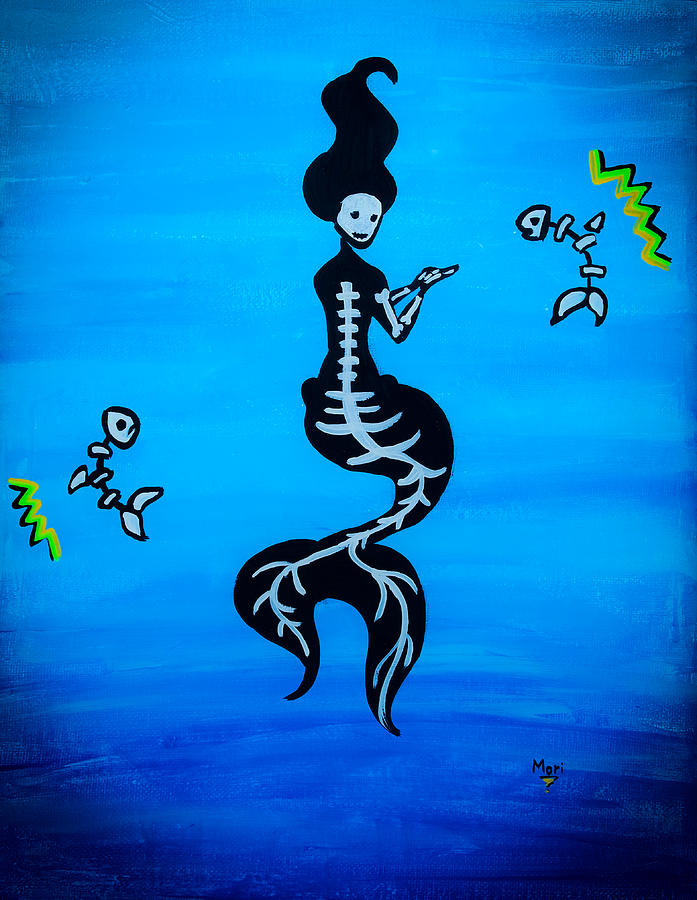 Dark Mermaid Painting by Marisela Mungia