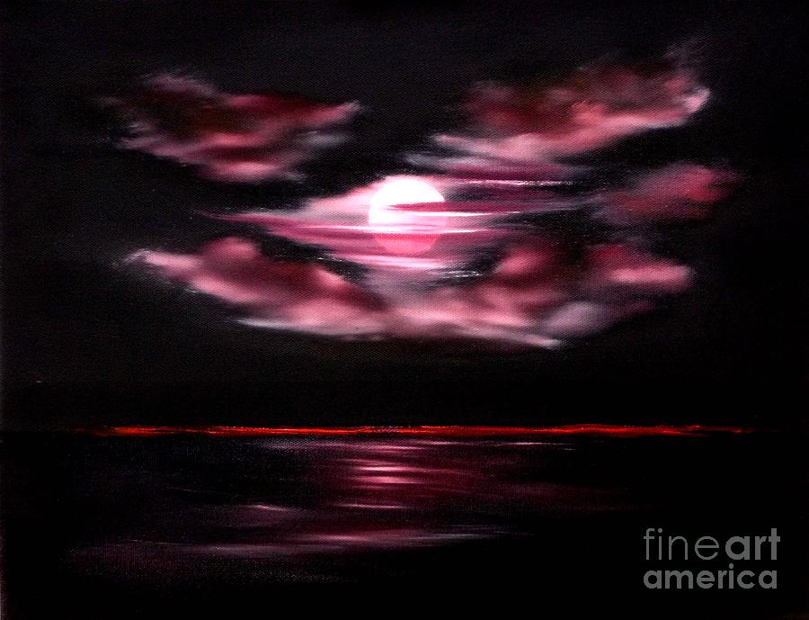 Blood Moon Painting - Dark Moon Arising Sold by Cynthia Adams