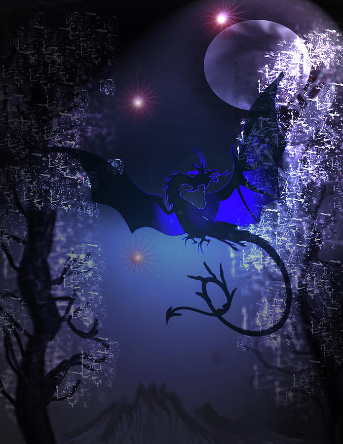Dark Moon Dragon Digital Art by Andrea Lawrence