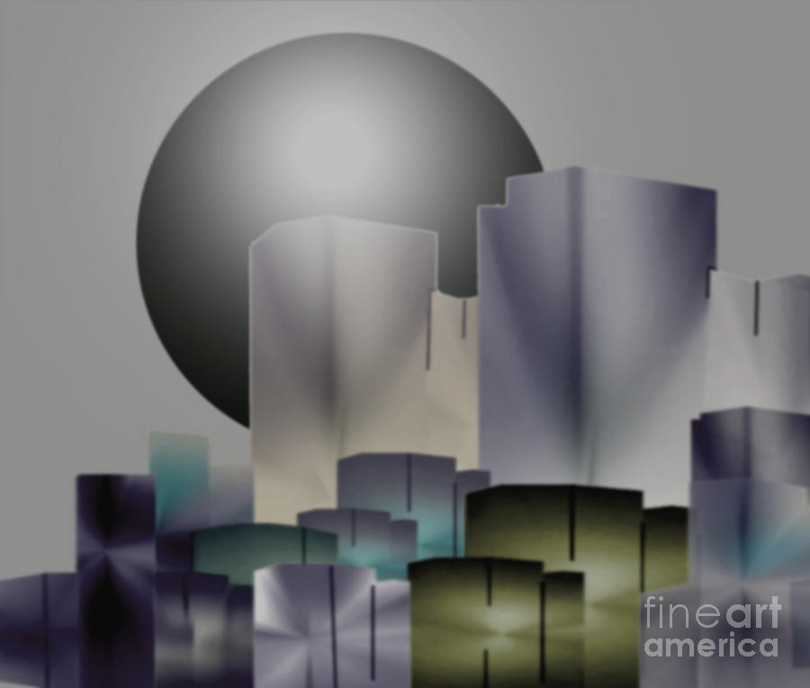 Dark Moon Over The City Digital Art by John Krakora