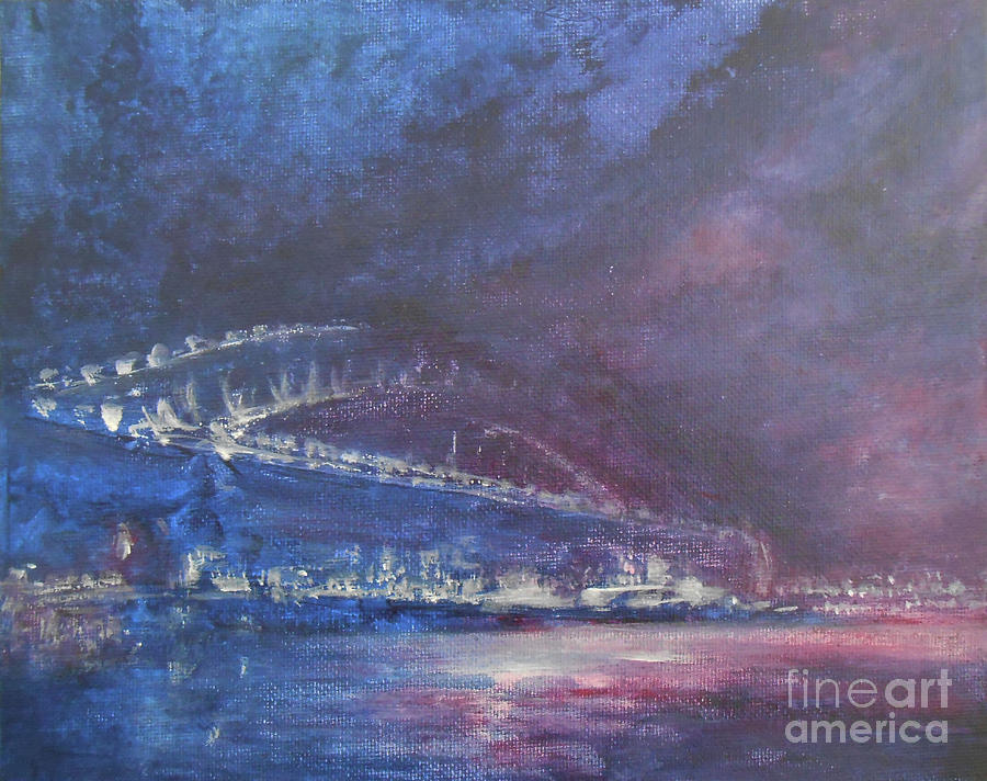 Dark night and The Bridge Painting by Jane See