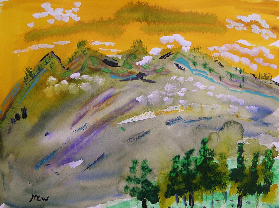 Dark Pines-White Clouds Painting by Mary Carol Williams