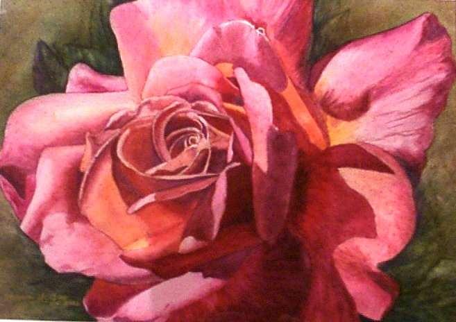 Dark Pink Rose Painting - Dark Pink Rose by Barb McGee Dark Pink Rose Painting - Dark Pink Rose by Barb McGee