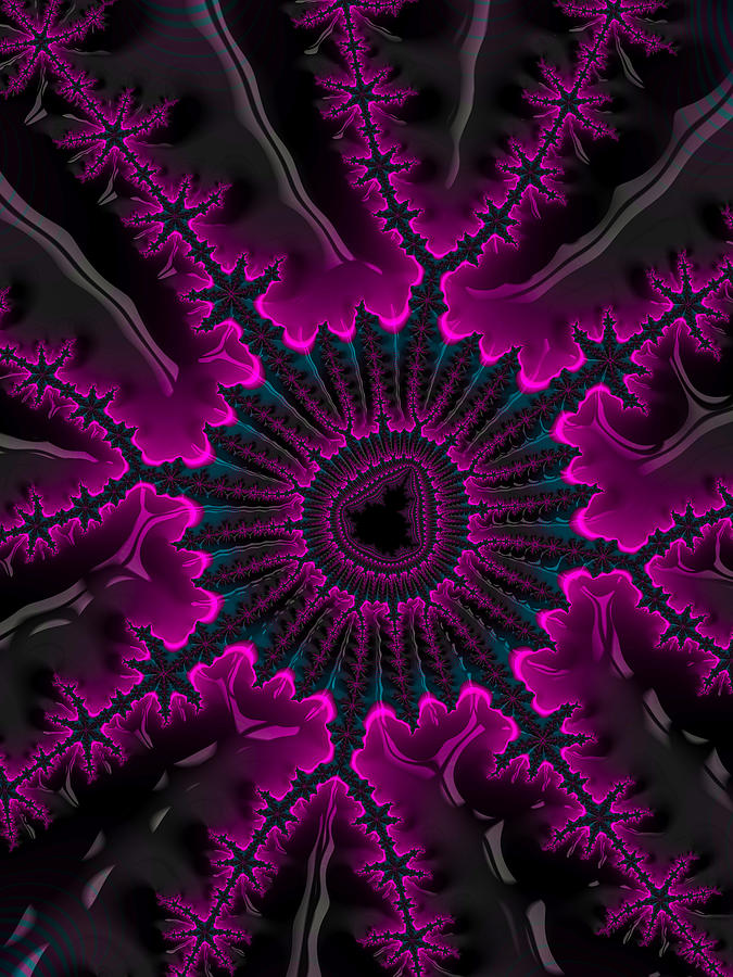 Dark purple and pink fractal sun Digital Art by Matthias Hauser