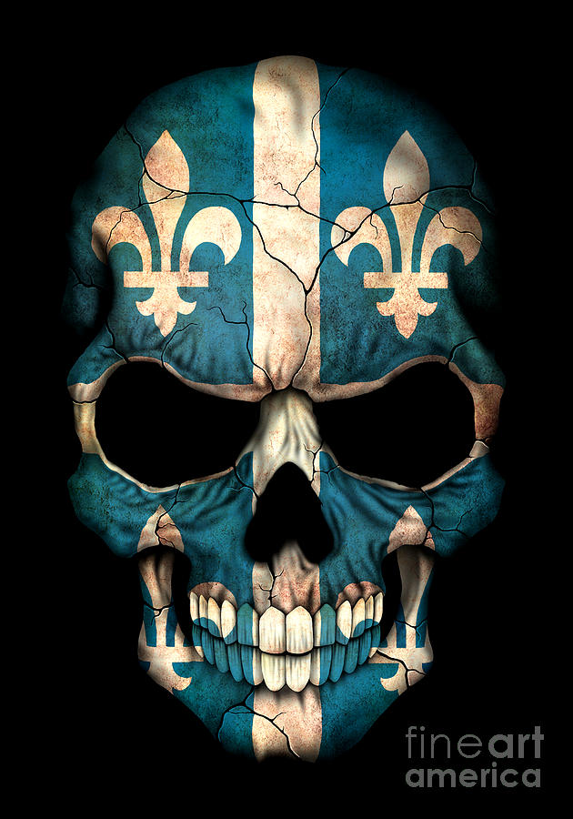 Skull Digital Art - Dark Quebec Flag Skull by Jeff Bartels
