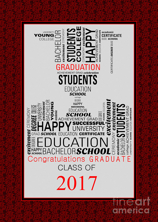 Jh Digital Art - Dark Red Graduate Collage 2017 by JH Designs