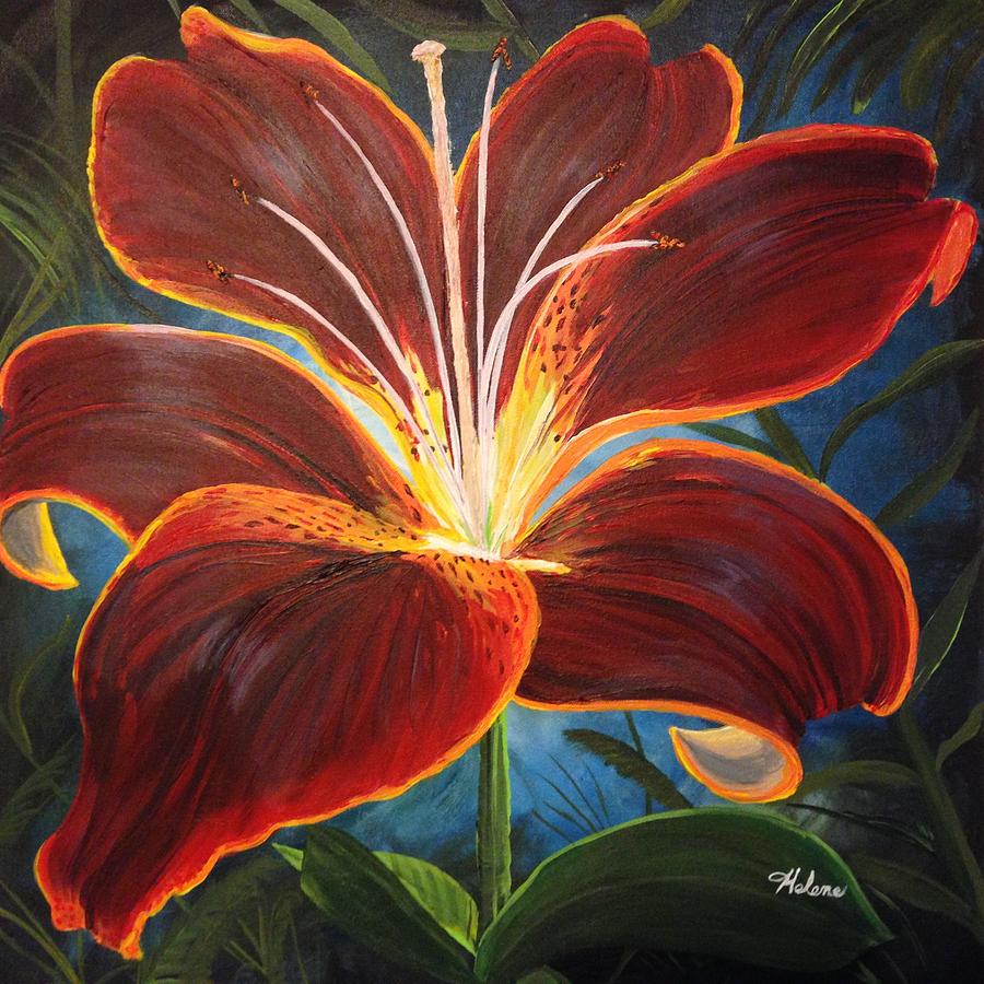 Lily Painting - Dark Red Lily 2 by Helene Thomason