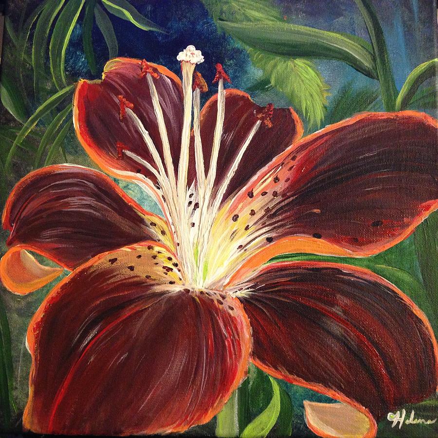 Nature Painting - Dark Red Lily by Helene Thomason