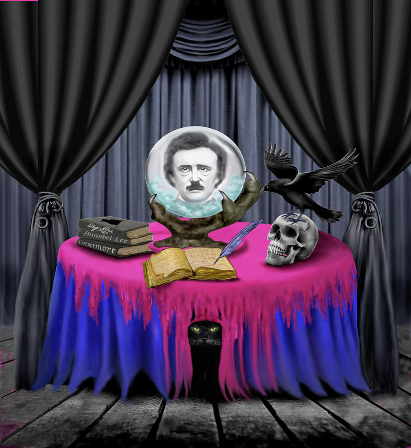 Raven Digital Art - Dark Shadows of Edgar Allan Poe by Glenn Holbrook