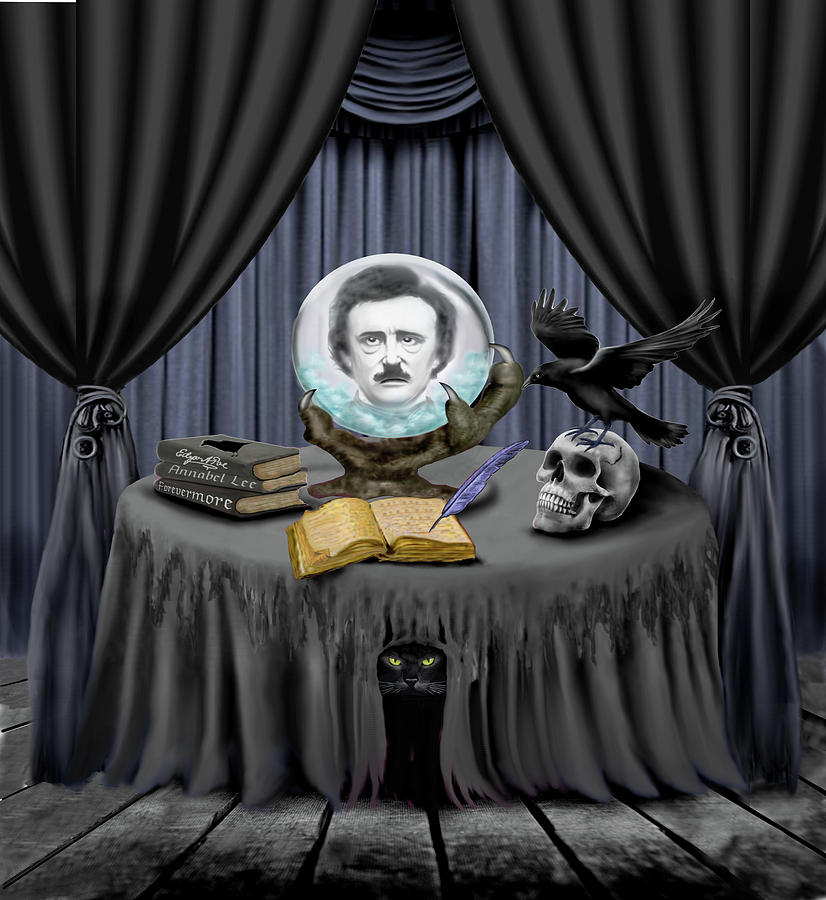 Raven Digital Art - Dark Shadows Usher in Edgar A. Poe by Glenn Holbrook