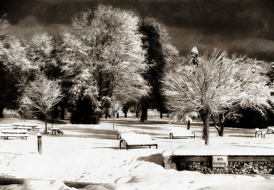 Dark Skies and Winter Park Digital Art by JGracey Stinson