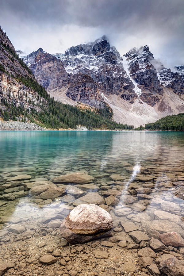 Dark Skies at Moraine Lake Photograph by Pierre Leclerc Photography