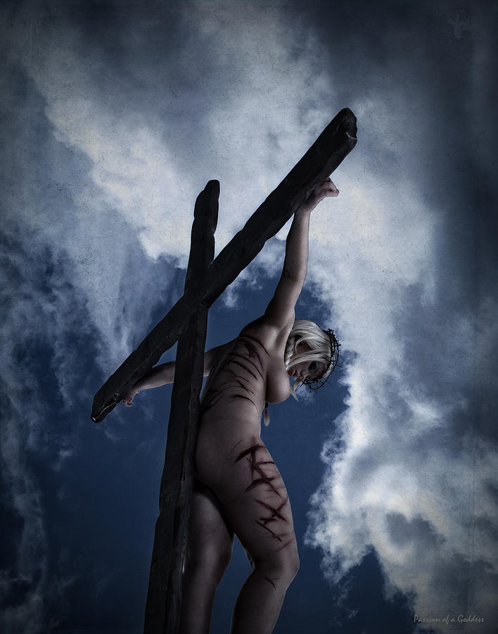 Female Christ Photograph - Dark Sky Crucifix by Ramon Martinez