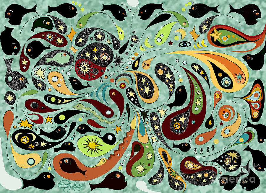 Dark Star Swims Among the Fishes Digital Art by Carol Jacobs