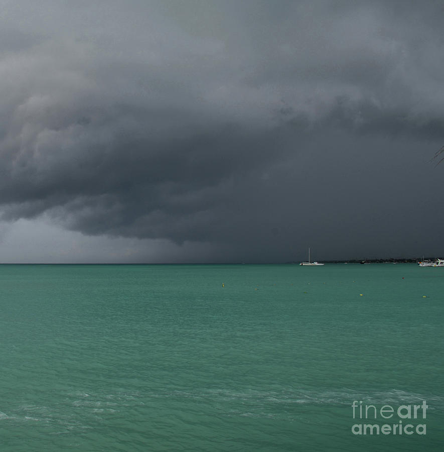 Dark Storm Clouds Over the Ocean in Aruba Photograph by DejaVu Designs