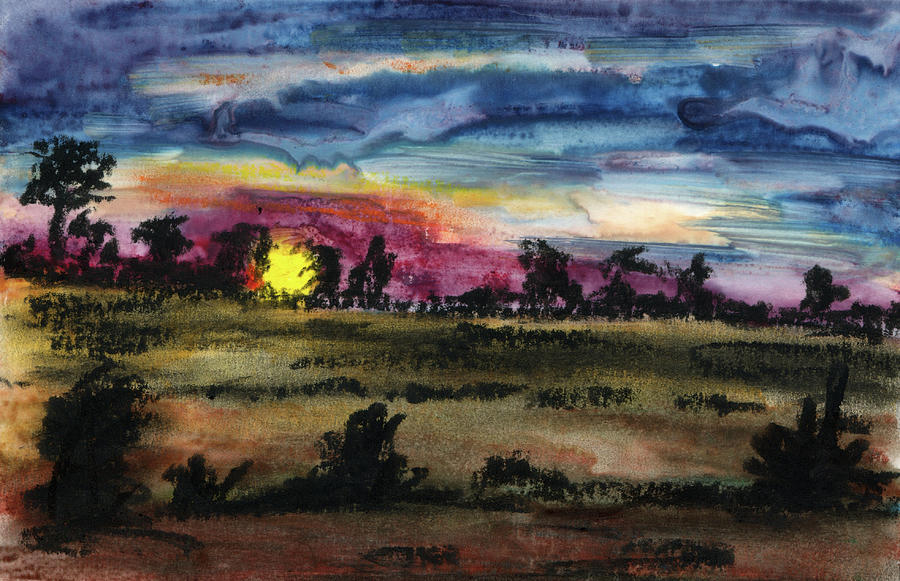 Dark Sunset Painting by R Kyllo