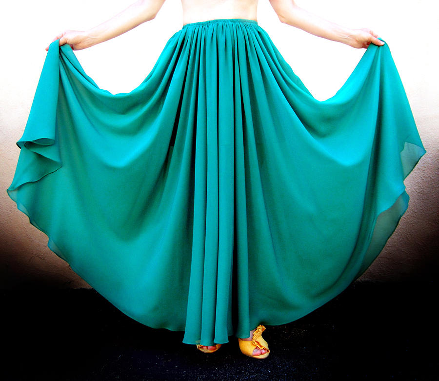 Dark teal chiffon full-circle skirt. Ameynra fashion by Sofia Goldberg ...