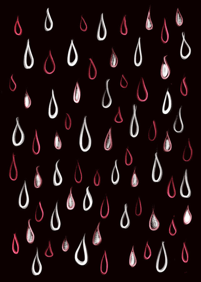 Dark White And Red Raindrops Pattern Digital Art by Boriana Giormova