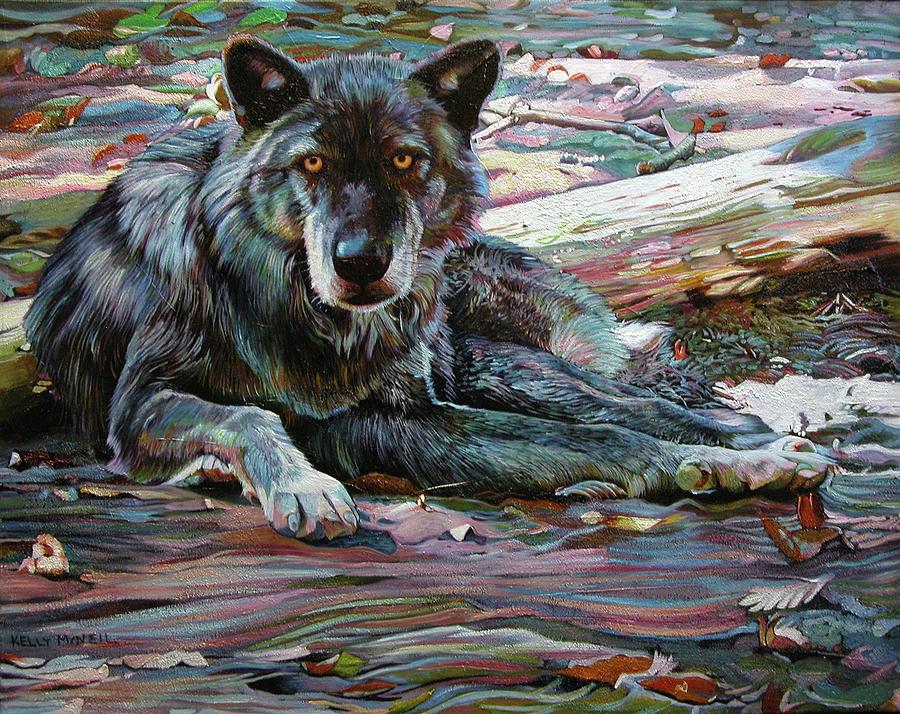 Wildlife Painting - Dark Wolf by Kelly McNeil