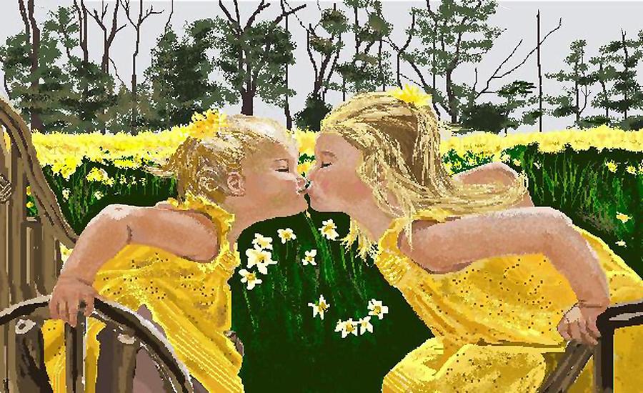 Easter Digital Art - Darlin Angels by Carole Boyd