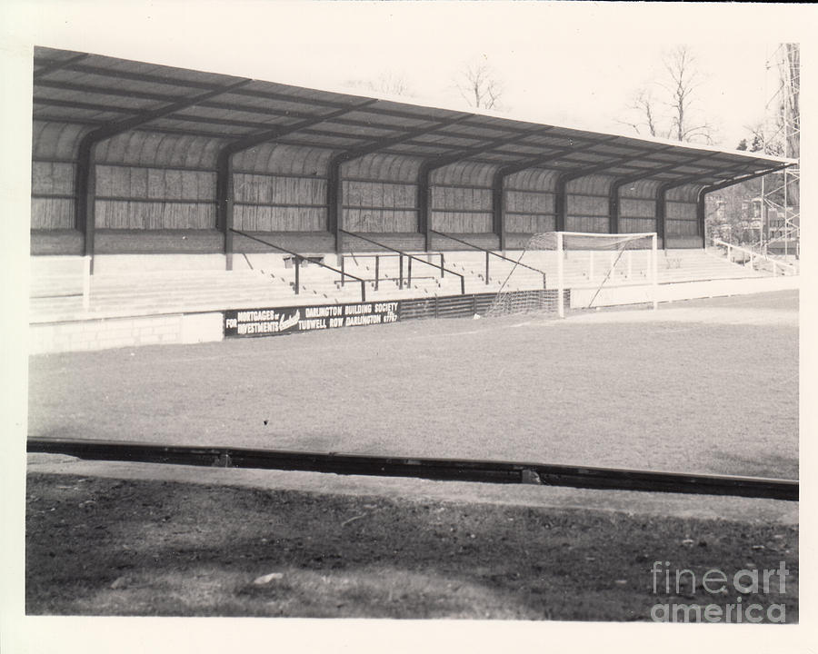 Darlington FC - Feethams - South Terrace 1 - BW - 1960s Photograph by Legendary Football Grounds