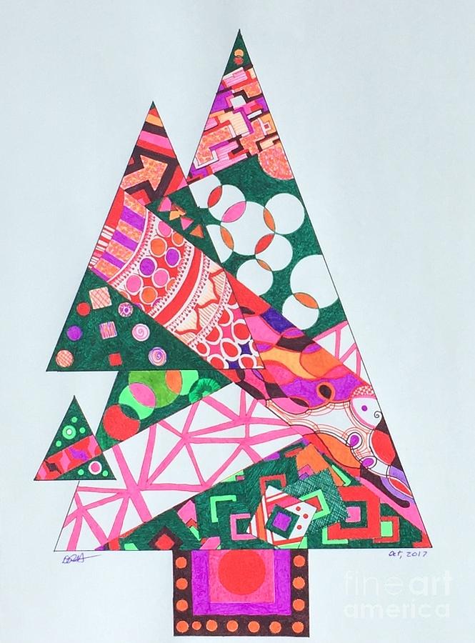 Christmas Drawing - Holiday fun trees by Darrin Pruitt