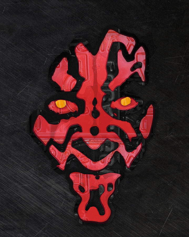 Darth Maul Sith Lord Star Wars Recycled Vintage License Plate Fan Art Mixed Media by Design Turnpike