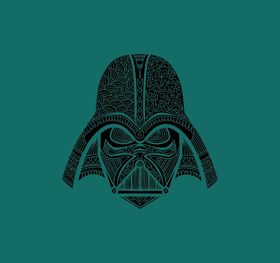 Darth Vader - Star Wars Art - Blue Black Mixed Media by Studio Grafiikka