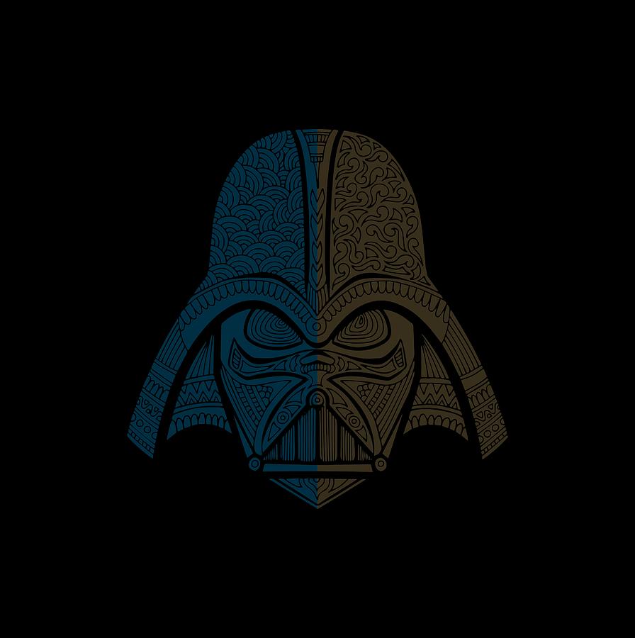 Darth Vader - Star Wars Art - Blue Brown Mixed Media by Studio Grafiikka