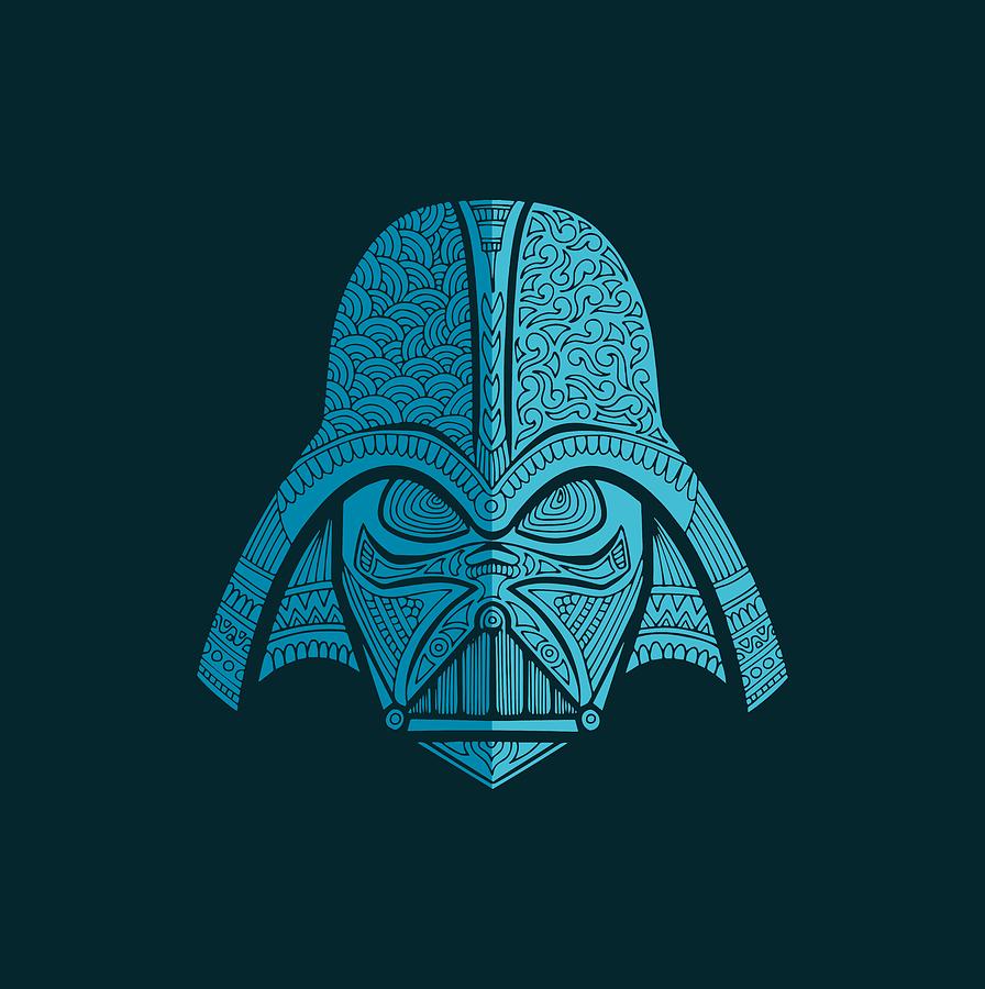 Darth Vader - Star Wars Art - Blue Navy Mixed Media by Studio Grafiikka