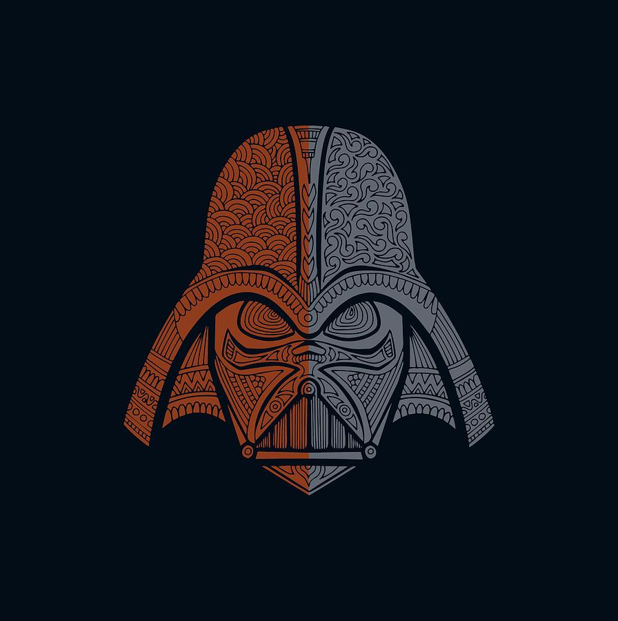 Darth Vader - Star Wars Art - Blue Red Mixed Media by Studio Grafiikka
