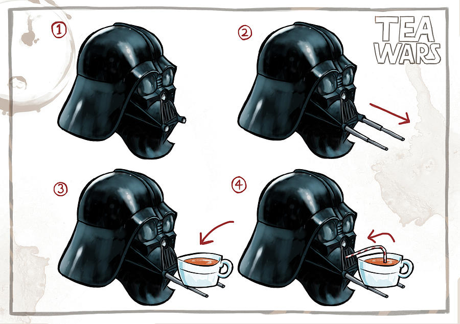 Star Wars Digital Art - Darth Vader Tea Drinking Star Wars by Martin Davey