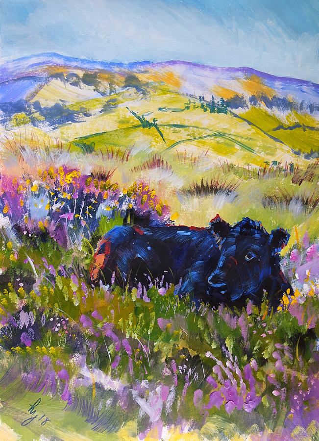Dartmoor Cow Landscape Painting Painting