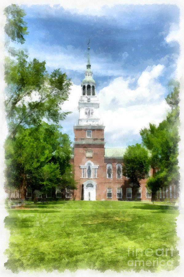 University Painting - Dartmouth College Watercolor by Edward Fielding